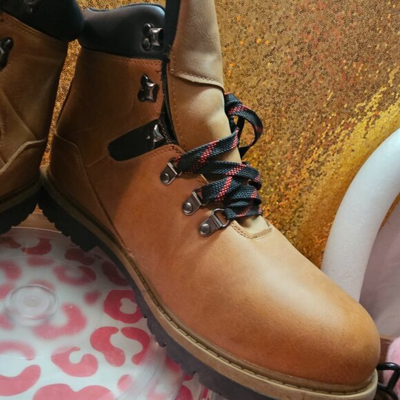 J OZARK TRAIL Red Lace Brown Waterproof Leather Hiking Boots Men's Size 13 NWT - Picture 10 of 11